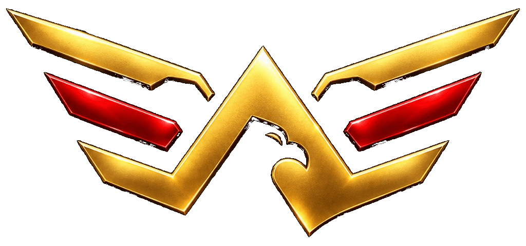 EonEra Studio emblem: a metallic winged mark with a crimson core and an eagle profile.